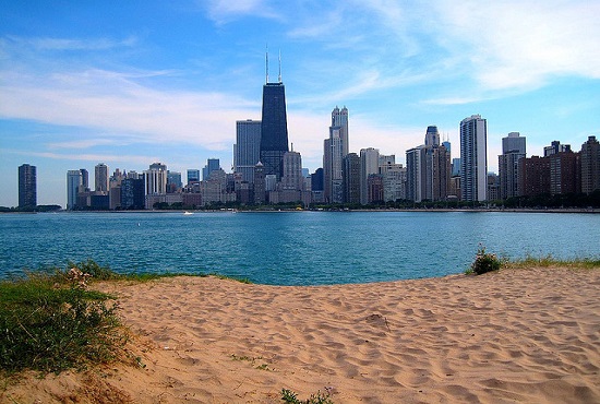 Chicago skyline from the beach
