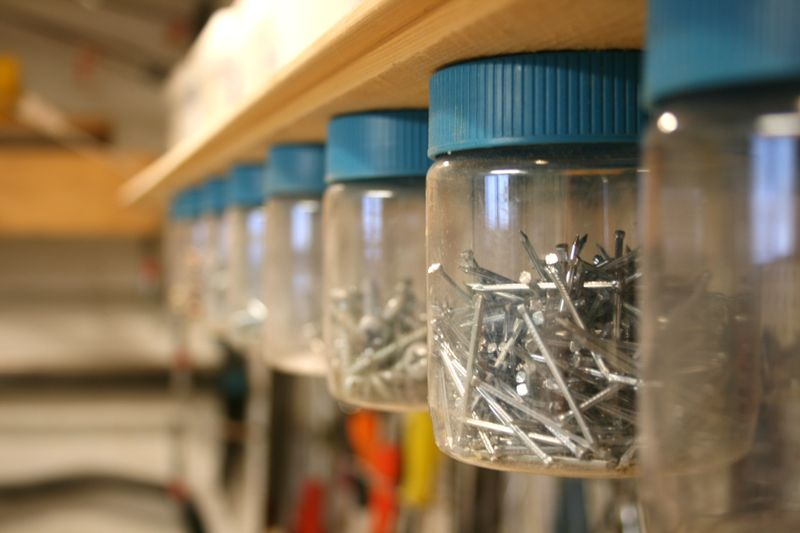 how to organize a shed: Hanging Jar Organizers