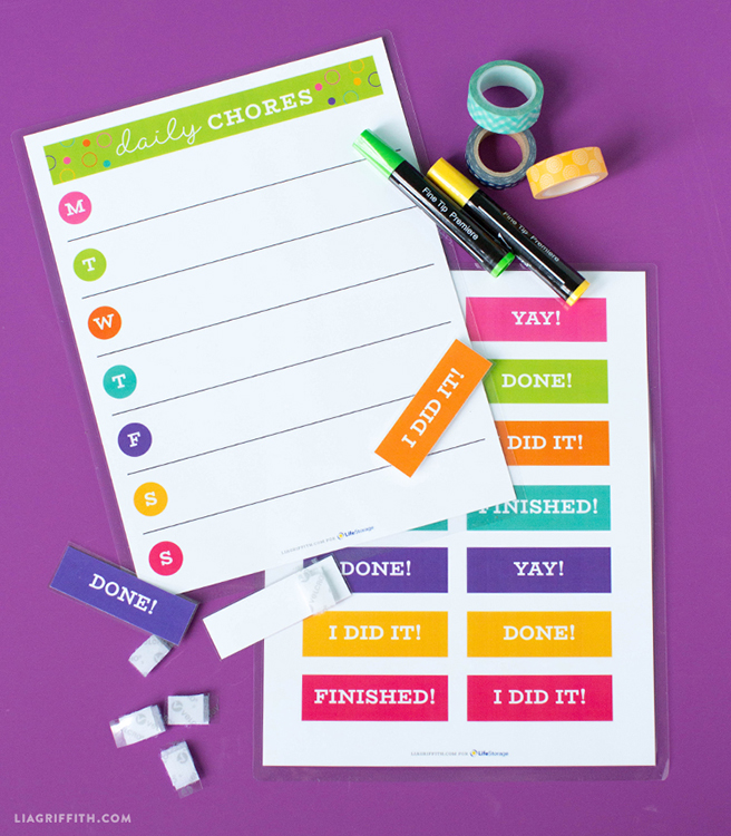 life storage lia griffith free printable chore chart template daily tasks sticker rewards
