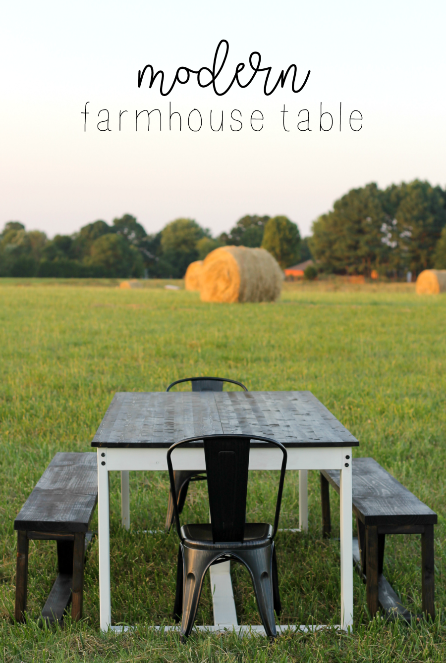 How to Build a DIY Farmhouse Table - rustic modern timeless (pin)
