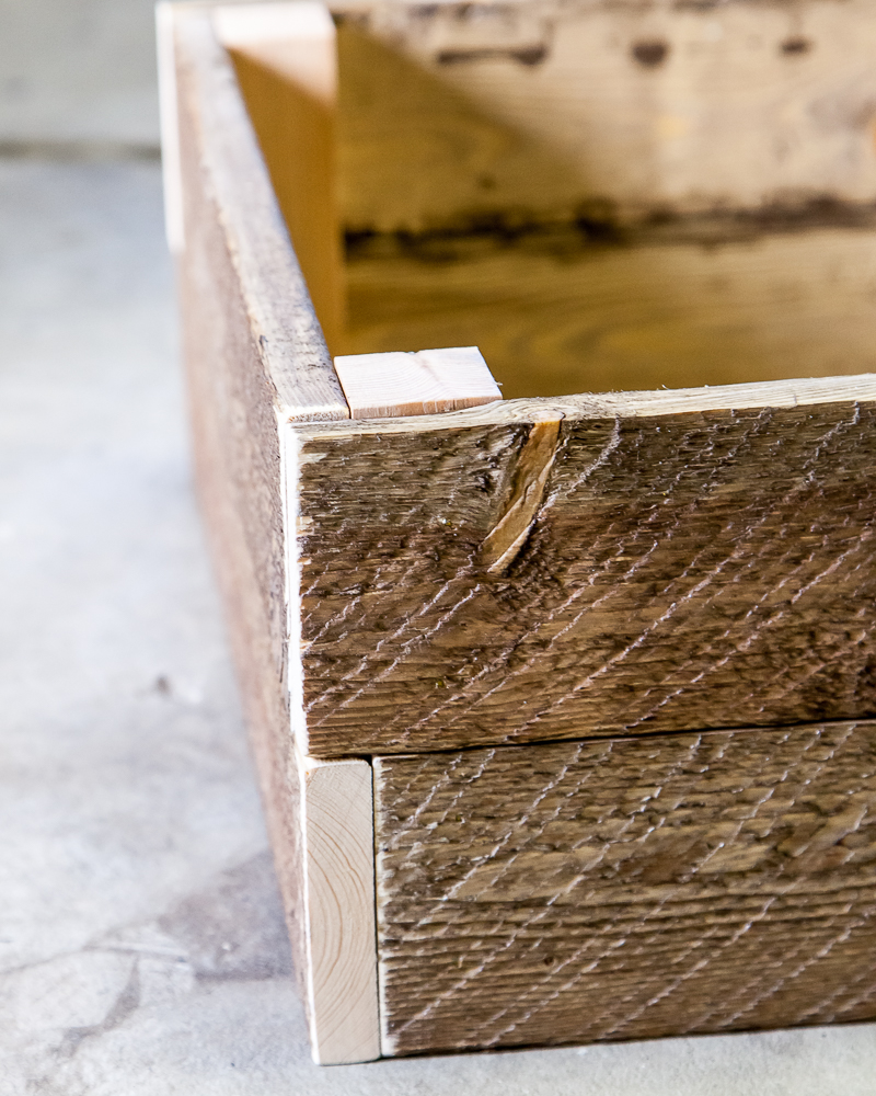 Sideboards nailed onto storage ottoman base