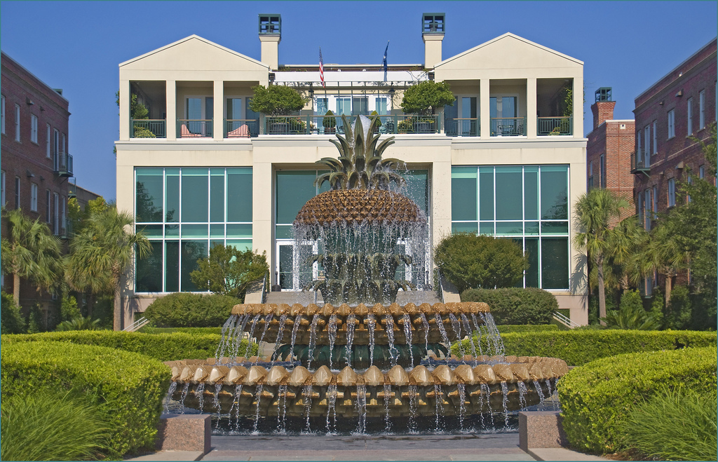 Charleston Pineapple Fountain representing hospitality