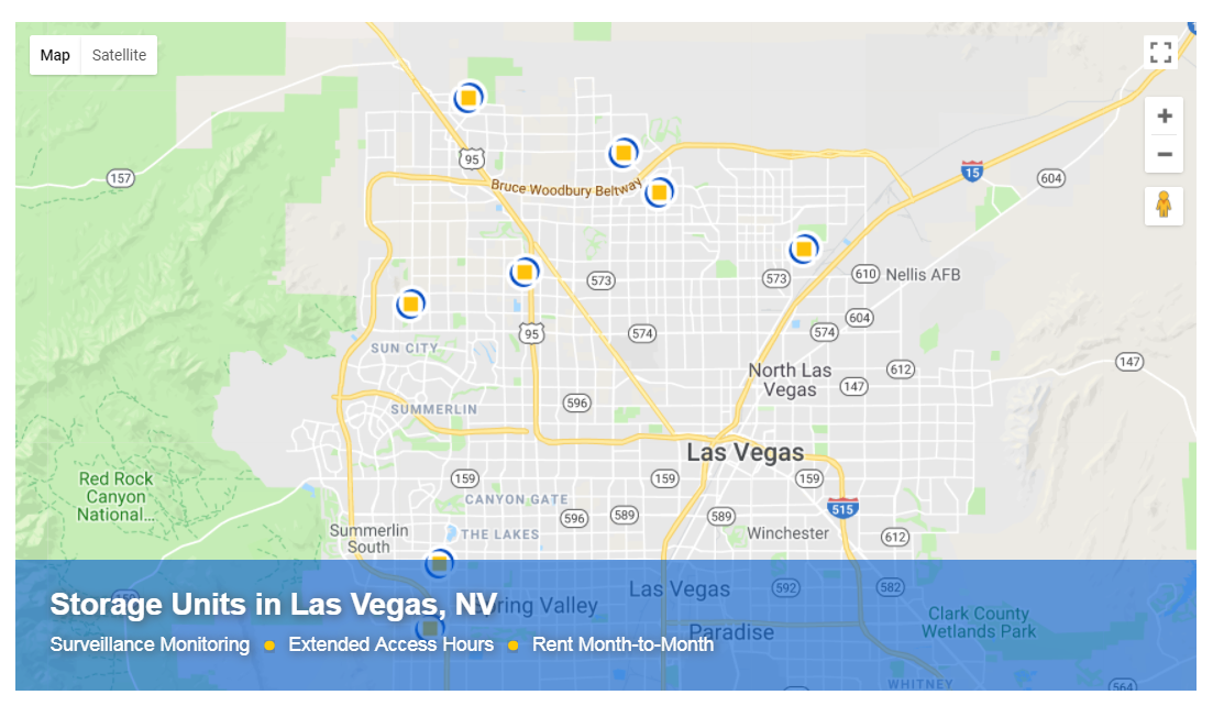 Moving to Las Vegas Guide - Map of Life Storage Self-Storage Unit Rental Facilities in Las Vegas, NV