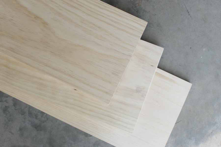 How to build DIY kitchen shelves - unstained wood boards