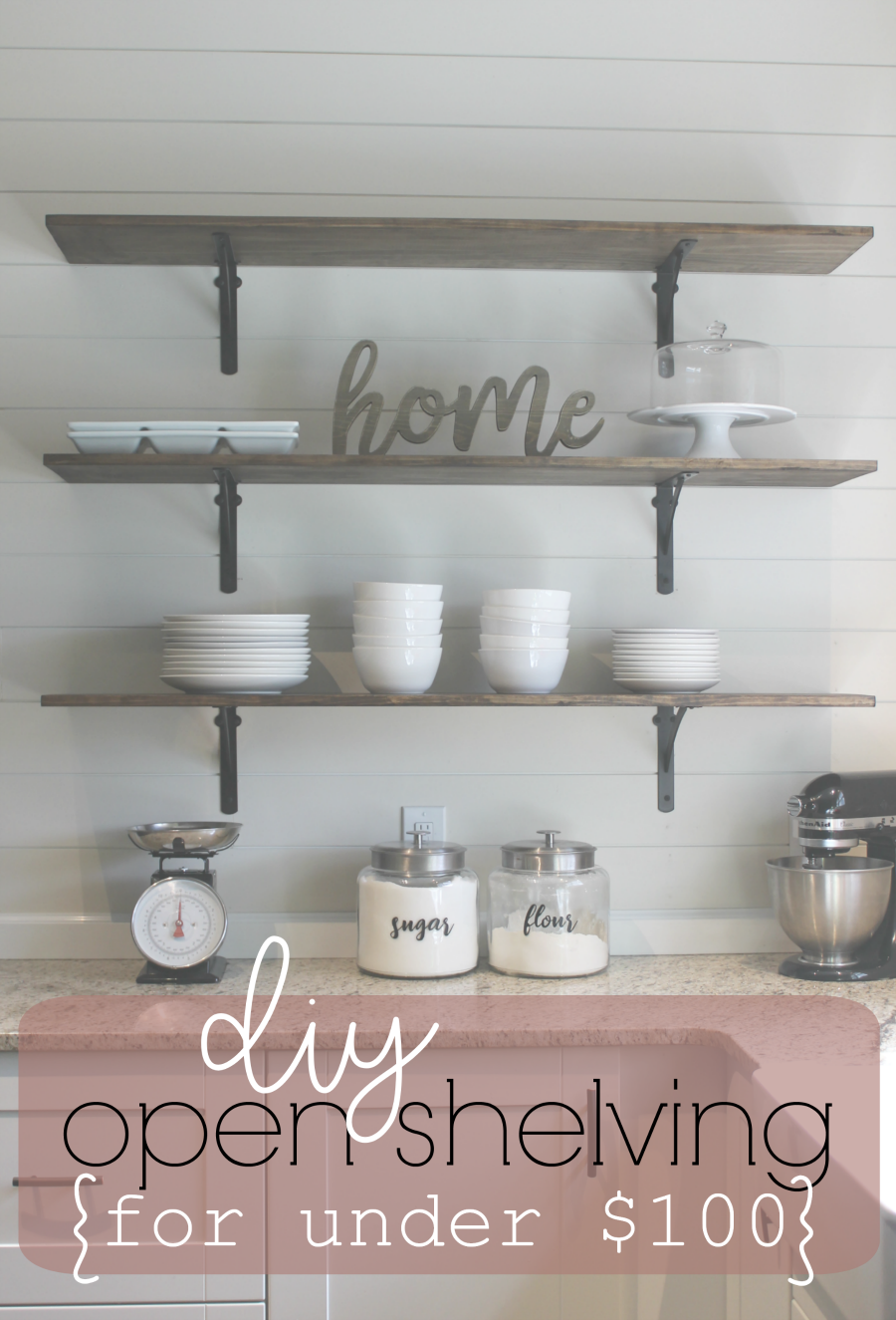 How to build DIY kitchen shelves - Pinterest image