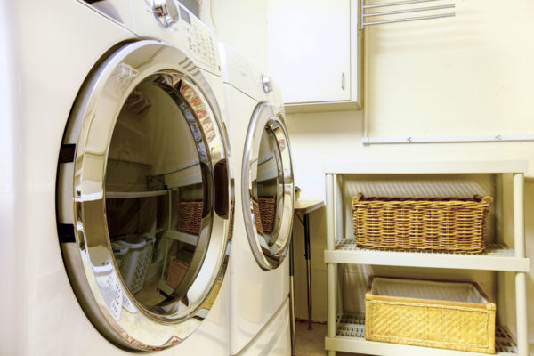 How to Organize Laundry Room - baskets and wall racks