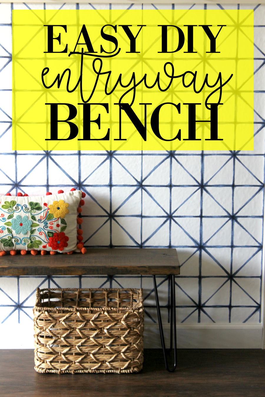 easy entryway makeover with shelf and cute bench